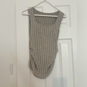 Elegant Heather Gray/Taupe Ribbed Tank Top